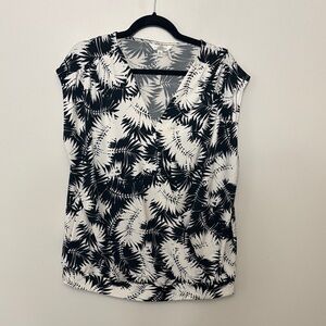 Charming Charlie Black and White Leaf Print Blouse